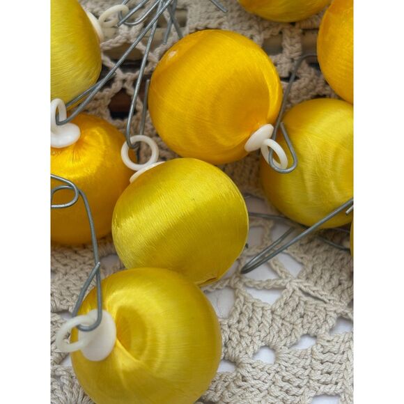 LOT 29 Vintage Small Yellow Satin Ornaments - Picture 3 of 4